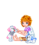 +children+girl+with+two+dog+s+ clipart