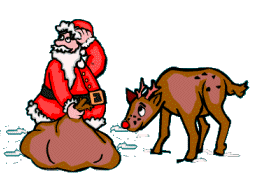 +xmas+holiday+religious+father+christmas+loving+a+reindeer++ clipart