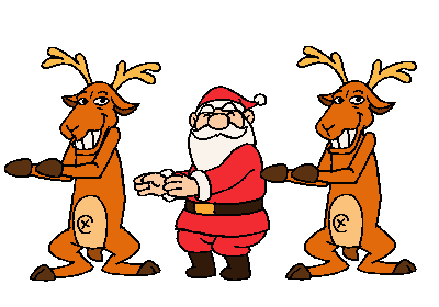 +xmas+holiday+religious+dancing+santa+and+reindeer++ clipart